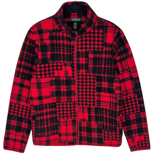 Vintage Ralph Lauren Green Label Womens Black & Red Fleece Zip Jumper Size M