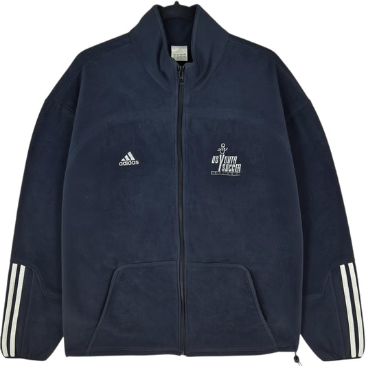 Vintage Adidas 2000's US Youth Soccer Black Fleece Jumper Size L