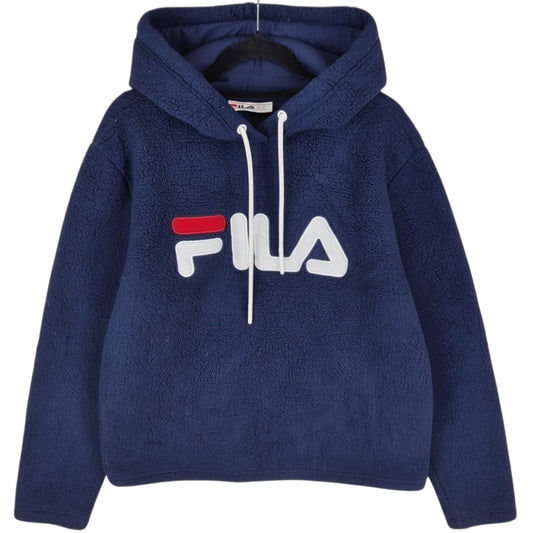 FILA Dark Blue Embroidered Fleece Hoodie Size M