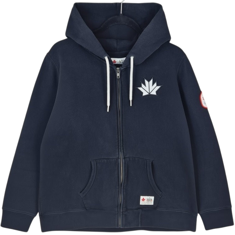 Canada Olympic Team Womens Black Heavy Embroidered Zip Hoodie Size XL