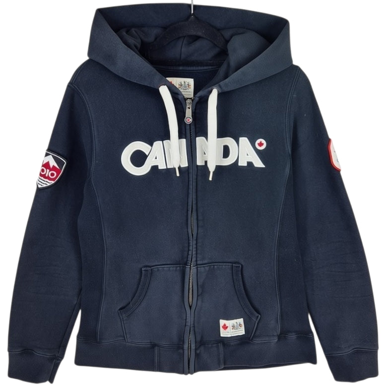 Canada Olympic Team Womens Black Heavy Embroidered Zip Hoodie Size M