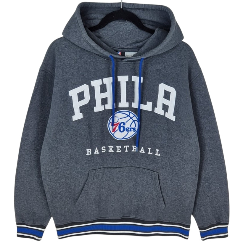 NBA Philadelphia 76ers Grey Embroidered Cotton Hoodie Size M