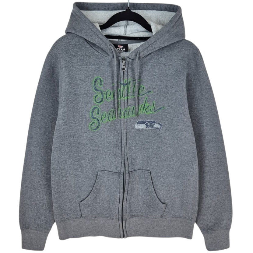 NFL Team Apparel Womens Grey Seattle Seahawks Cotton Zip Hoodie Size M