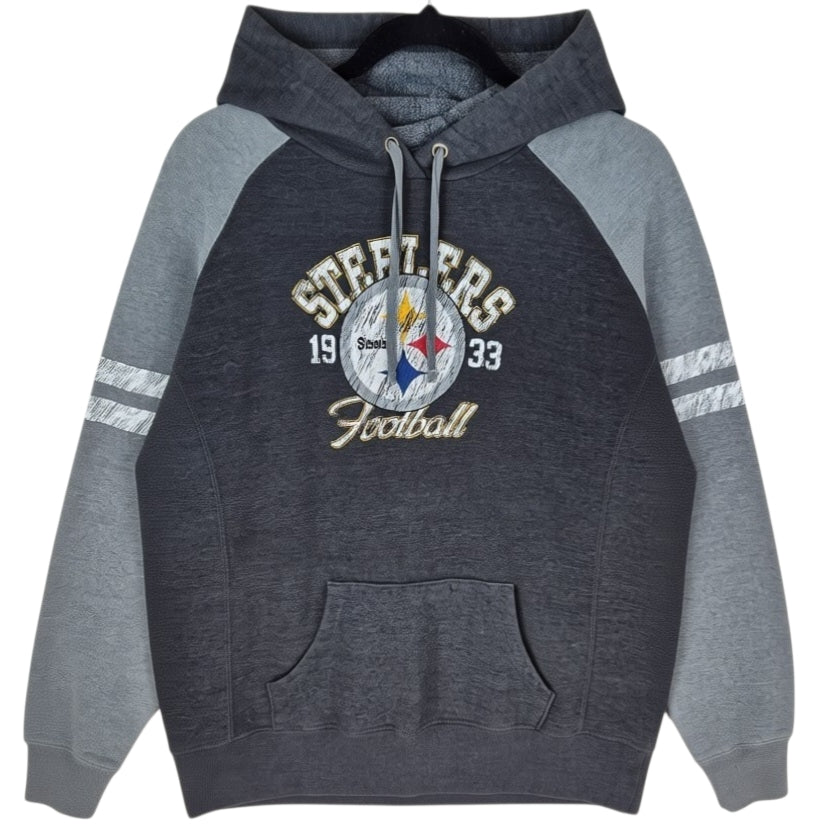 NFL Team Apparel Womens Pittsburgh Steelers Grey Cotton Hoodie Size L