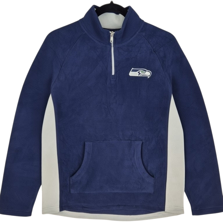 NFL Seattle Seahawks Dark Blue Quarter Zip Fleece Jumper Size S