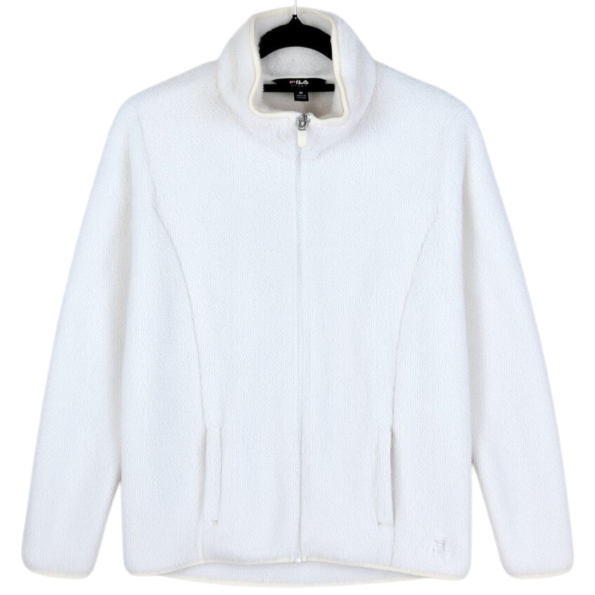 FILA Sport Womens White Mink Fleece Zip Jumper Size M