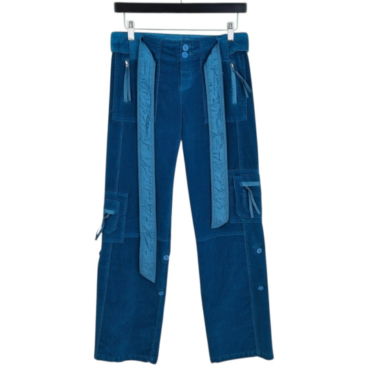 Seductions Jeans Womens Blue Straight Leg Cargo Corduroy Pants W29