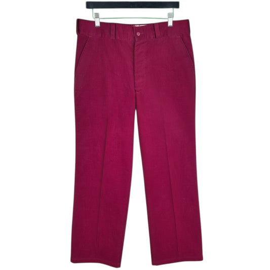 Vintage Sears Perma Prest 80's Burgundy Corduroy Pants W34