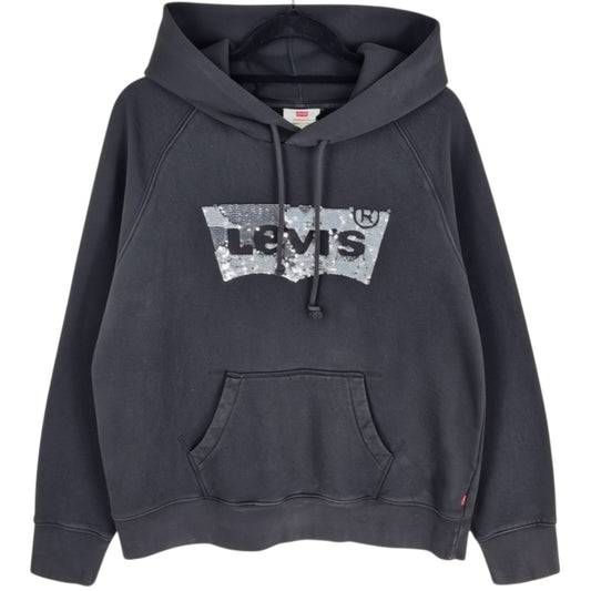 Levis Black Sequin Monogram Hoodie Size S