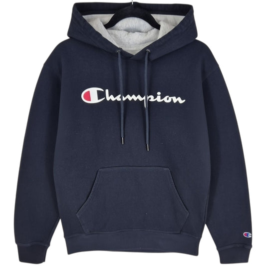 Champion Black Chest Script Cotton Hoodie Size S
