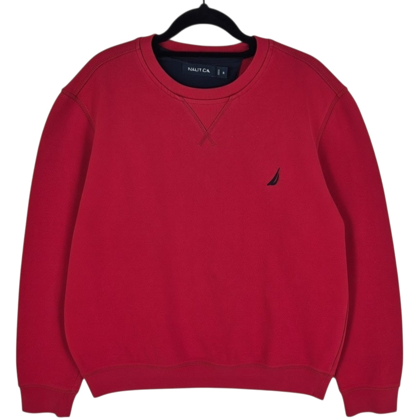 Nautica Red Cotton Crewneck Sweater Size M