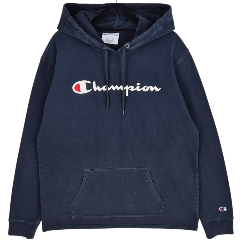 Champion Black Chest Script Light Hoodie Size L