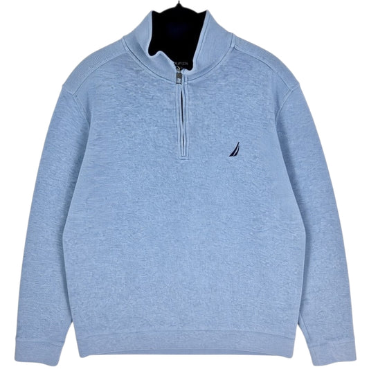 Nautica Light Blue Quarter Zip Knit Sweater Size XL