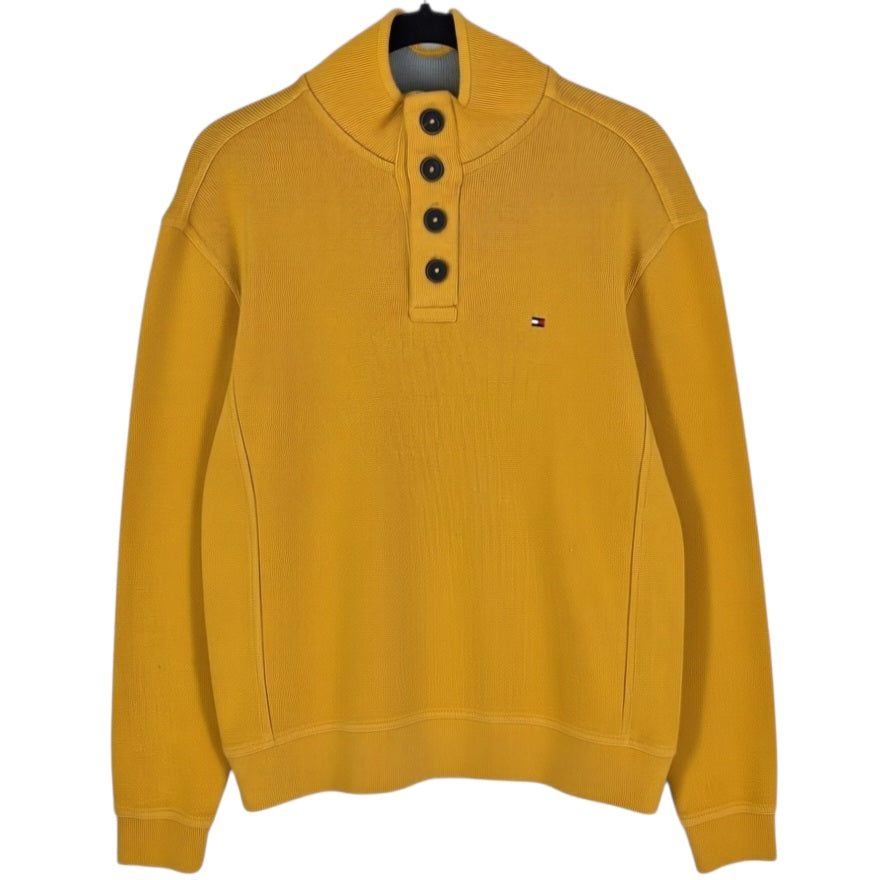 Tommy Hilfiger Yellow Quarter Button Knit Sweater Size M