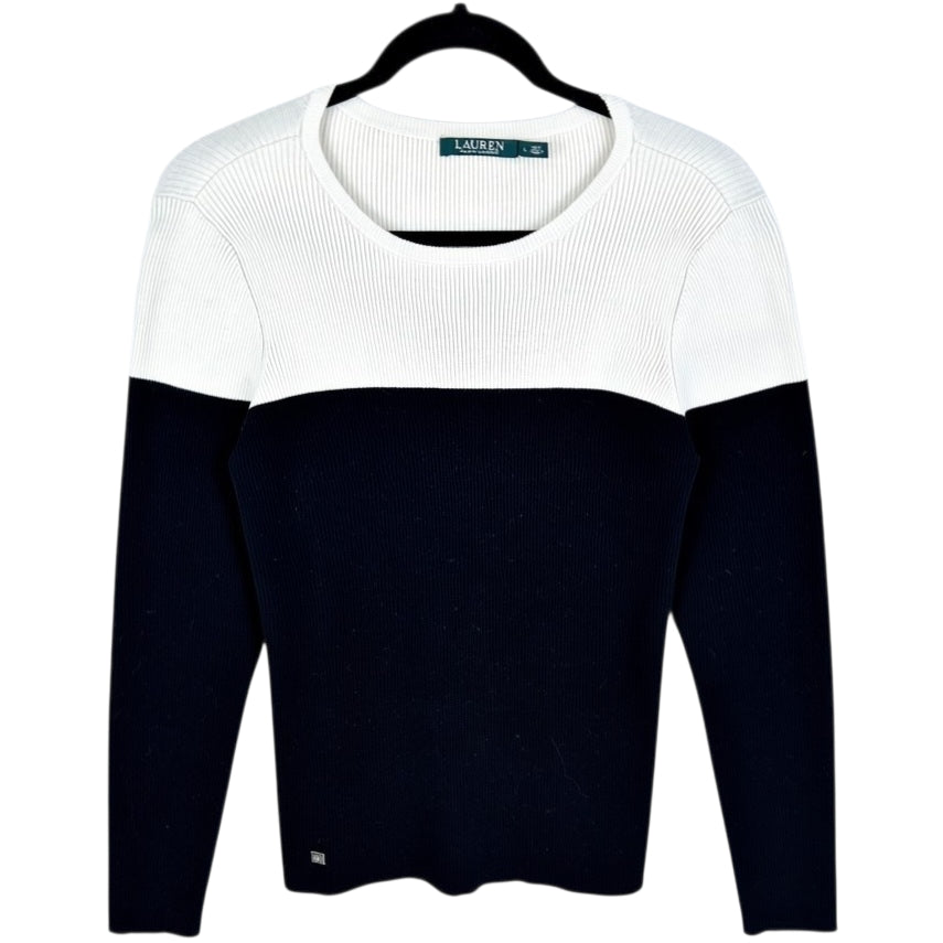 Ralph Lauren Green Label Womens Black & White Crewneck Knit Sweater Size L