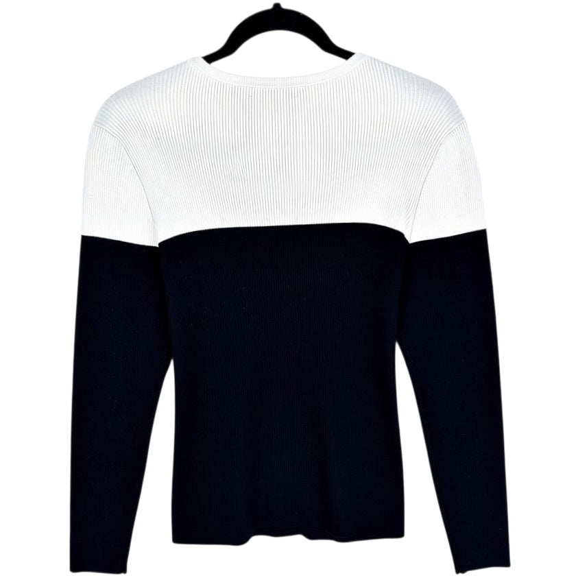 Ralph Lauren Green Label Womens Black & White Crewneck Knit Sweater Size L