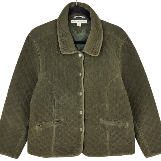 Vintage Tommy Hilfiger 90's Womens Green Corduroy Jacket Size XL