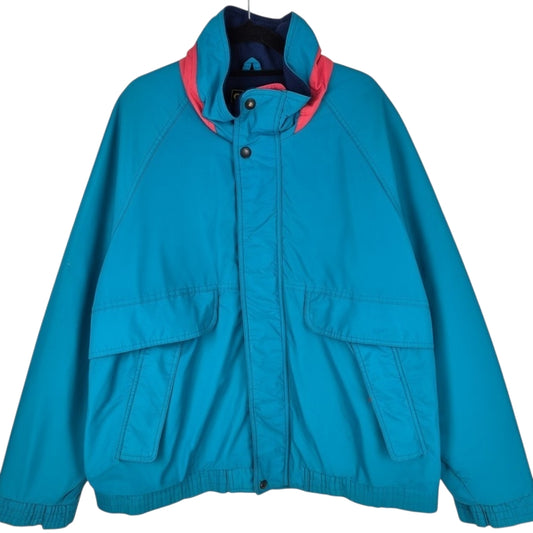 Vintage OshKosh 80's Aqua Blue Fleece Insulated Nylon Windbreaker Jacket Size XL