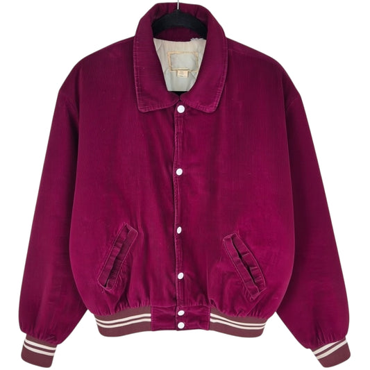 Vintage 90's Burgundy Quilted Corduroy Jacket Size L