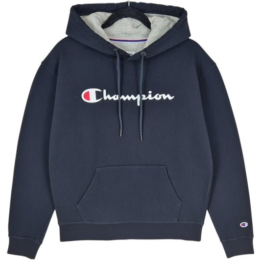 Champion Black Chest Script Hoodie Size M
