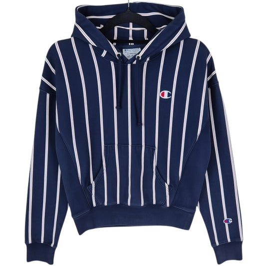 Champion Reverse Weave Womens Dark Blue Heavy Cropped Hoodie Size XS