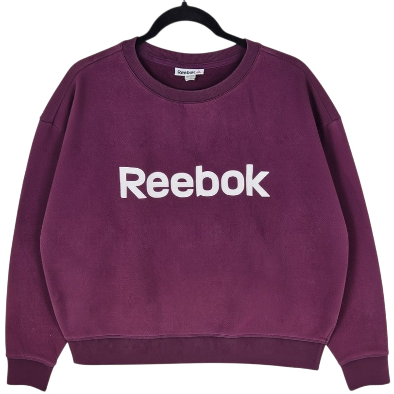 Reebok Womens Burgundy Crop Oversized Crewneck Sweater Size XL