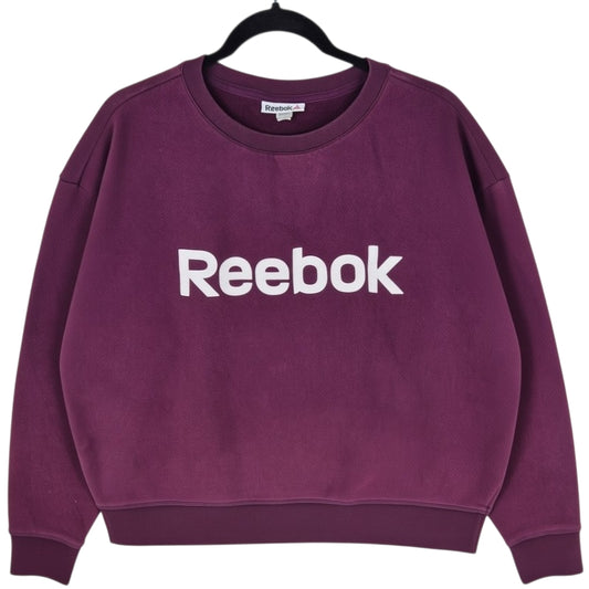 Reebok Womens Burgundy Crop Oversized Crewneck Sweater Size XL
