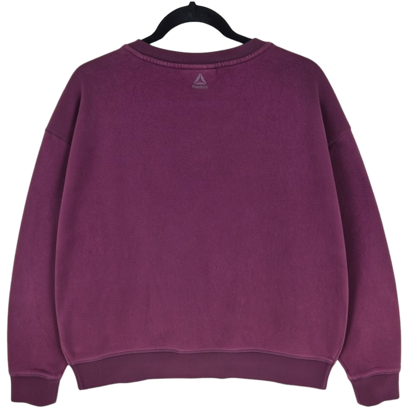 Reebok Womens Burgundy Crop Oversized Crewneck Sweater Size XL