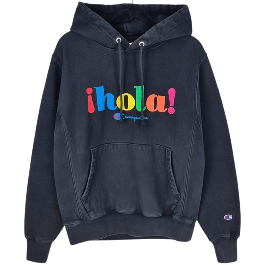 Champion Reverse Weave Black Heavy Spanish Hola Hoodie Size S