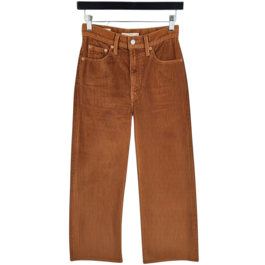 Levis Premium Jeans Womens Brown Ribcage Wide Leg Corduroy Denim W25
