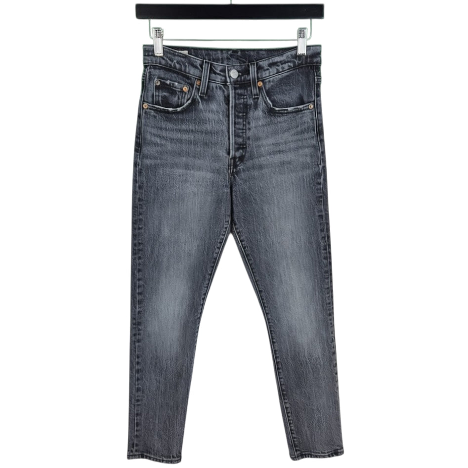 Levis Premium 501 Jeans Womens Grey Heavy Skinny Denim W26