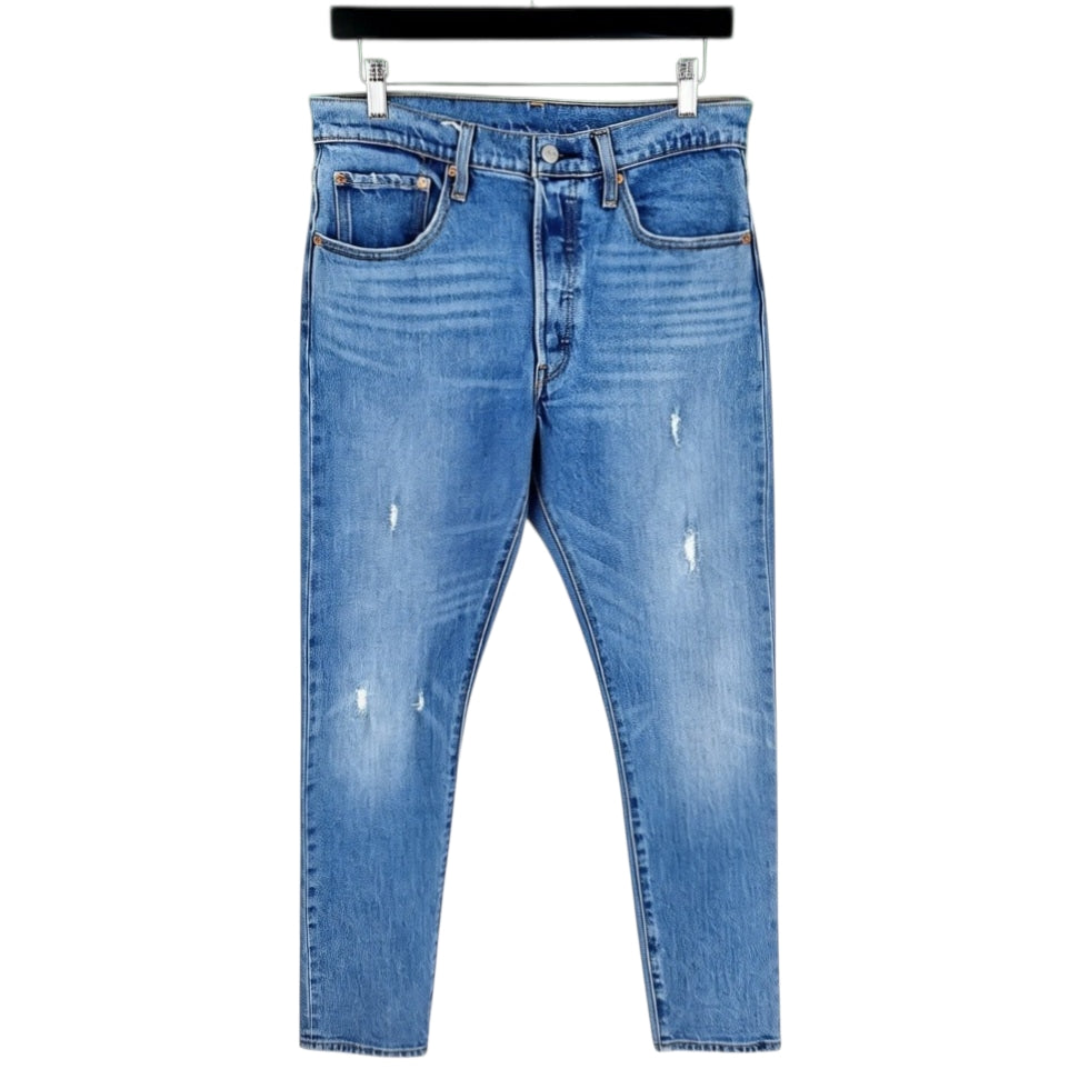 Levis 501 Jeans Womens Blue Heavy Skinny Distressed Denim W30