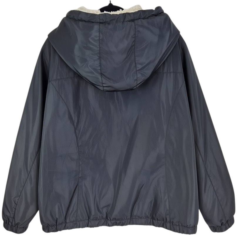 Reebok Womens Black Fleece Insulated Hooded Windbreaker Jacket Size L