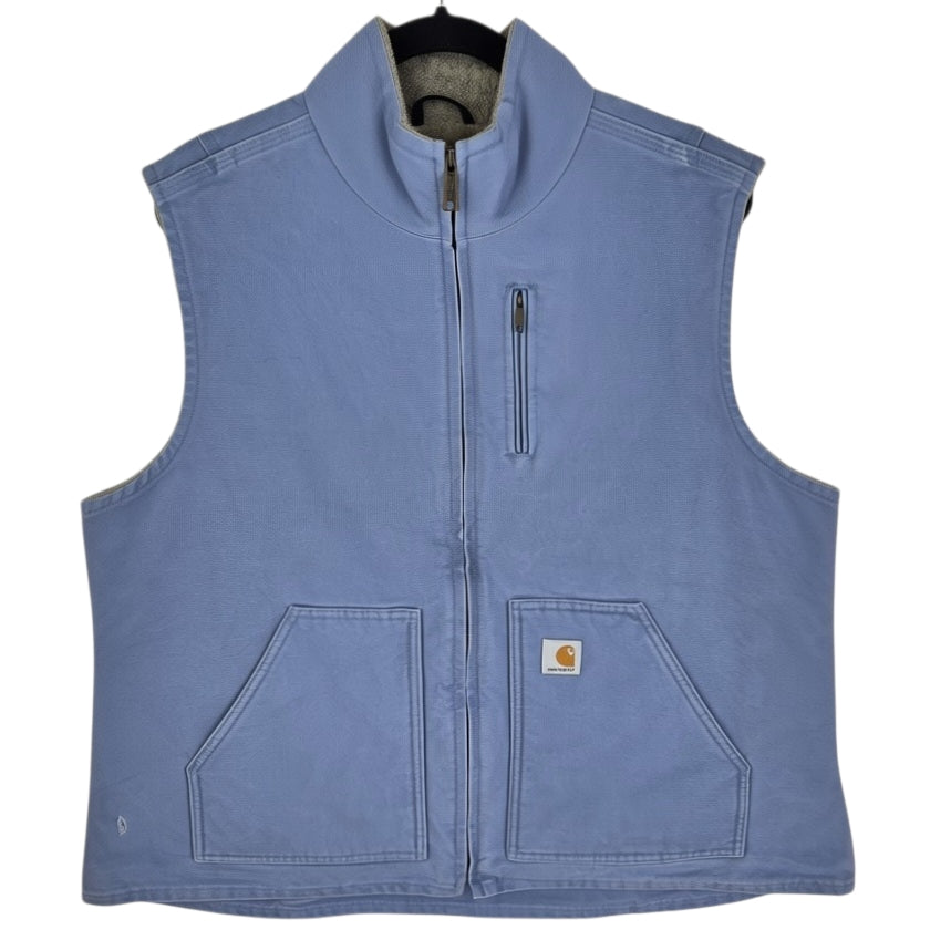 Vintage Carhartt Womens Steel Blue Heavy Fleece Insulated Denim Vest Size 2XL