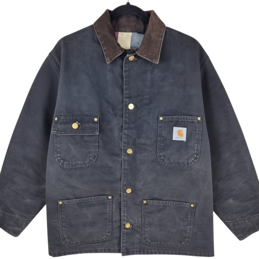 Vintage Carhartt 80's Black Heavy USA Made Denim Jacket Size M