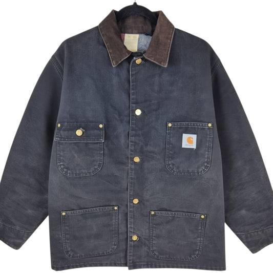 Vintage Carhartt 80's Black Heavy USA Made Denim Jacket Size M
