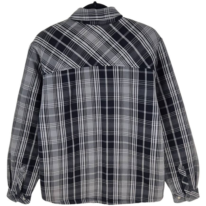 Dickies Grey Checkered Fleece Insulated Button Jacket Size M
