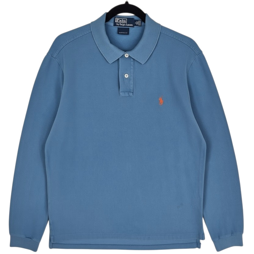 Vintage Polo Ralph Lauren 90's Steel Blue Long Sleeve Polo Shirt Size L