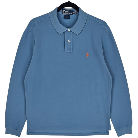 Vintage Polo Ralph Lauren 90's Steel Blue Long Sleeve Polo Shirt Size L