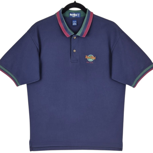 Vintage Hard Rock Cafe New York 90's Dark Blue Polo Shirt Size L
