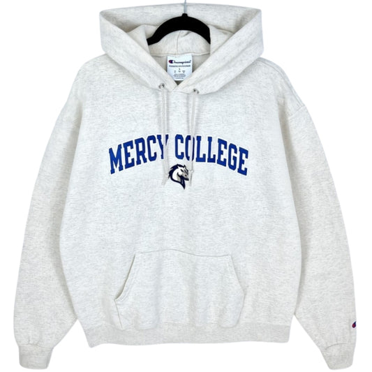 Champion Mercy College Cream Brown Embroidered Hoodie Size L