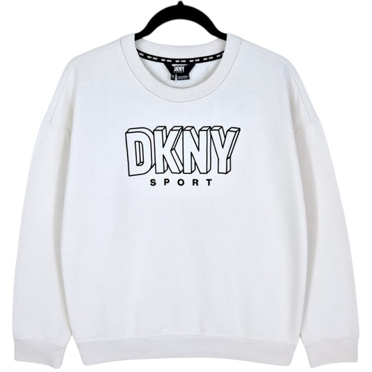 DKNY Sport Womens Cream Brown Crewneck Sweater Size M
