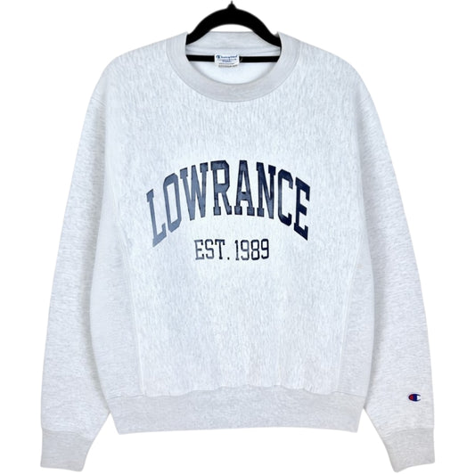 Vintage Champion Reverse Weave Light Grey Lowrance Crewneck Sweater Size S