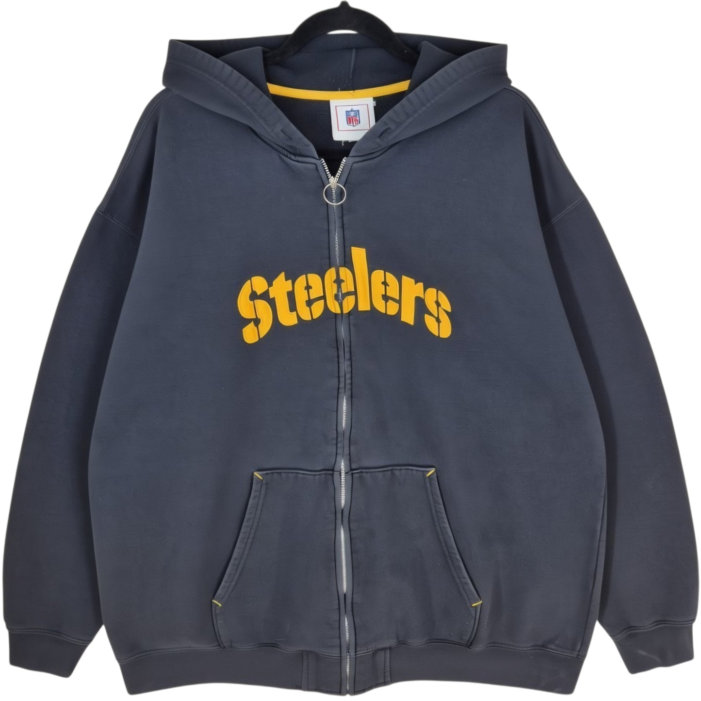 NFL Pittsburgh Steelers Black Embroidered Zip Hoodie Size 2XL