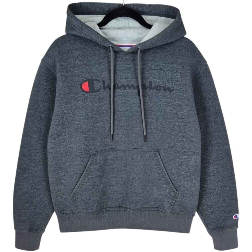 Champion Grey Chest Script Hoodie Size S