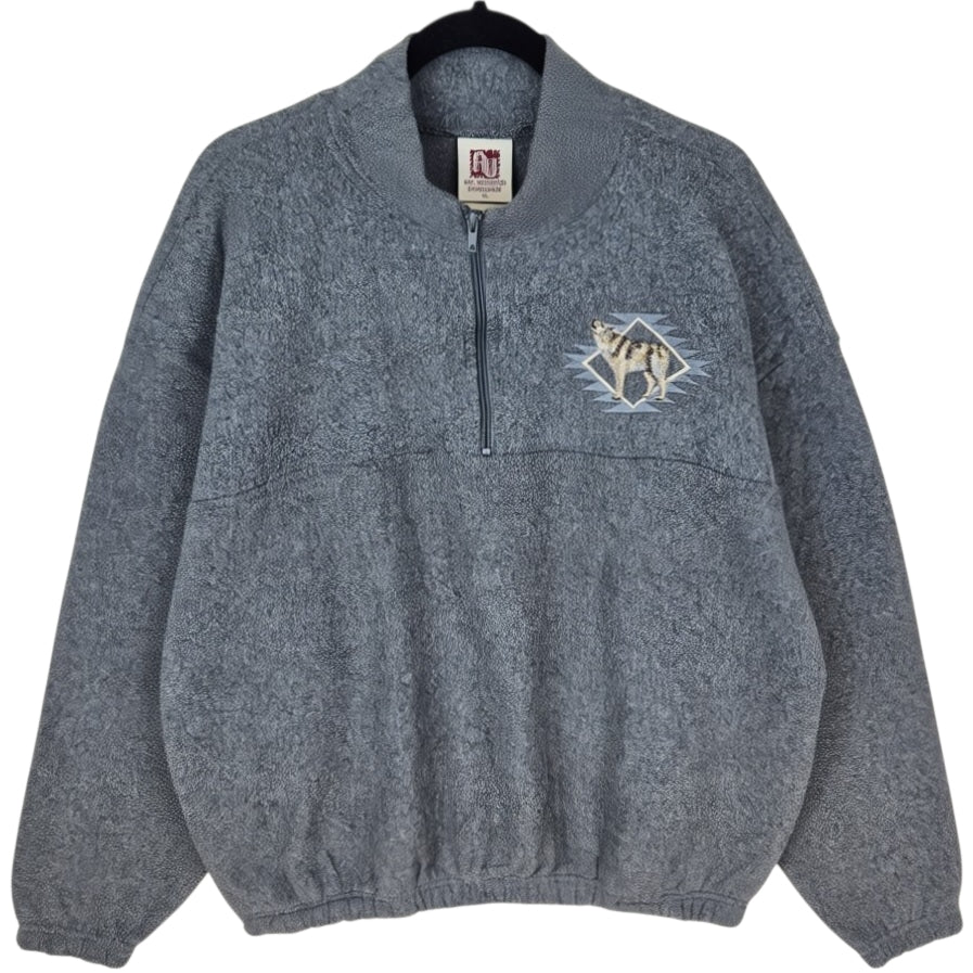 Vintage Art Unlimited 80's Grey Yellowstone USA Made Fleece Jumper Size XL