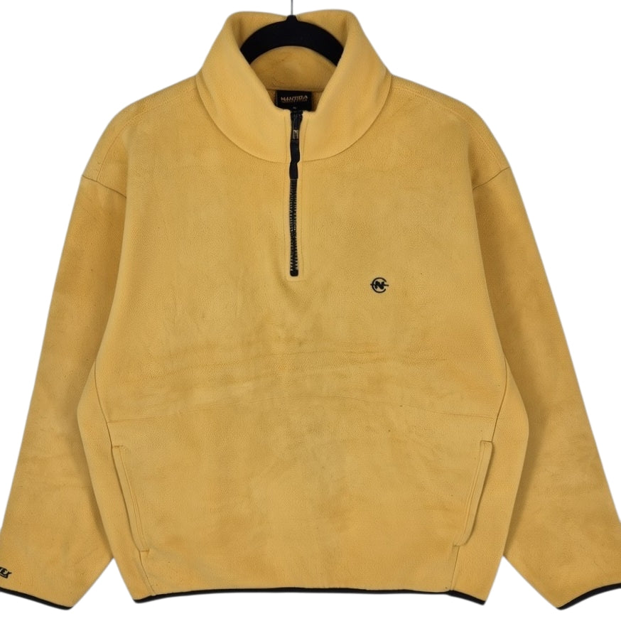 Vintage Nautica Competition Yellow Quarter Zip Fleece Jumper Size M