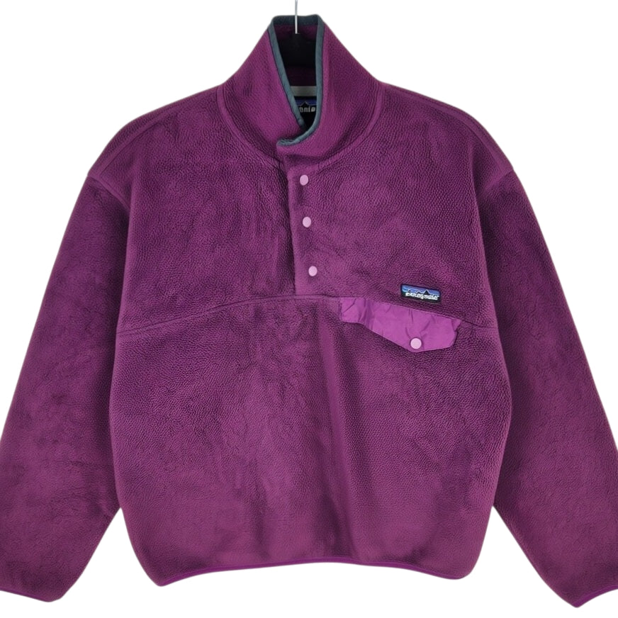 Vintage Patagonia 90's Purple Quarter Button Fleece Jumper Size S