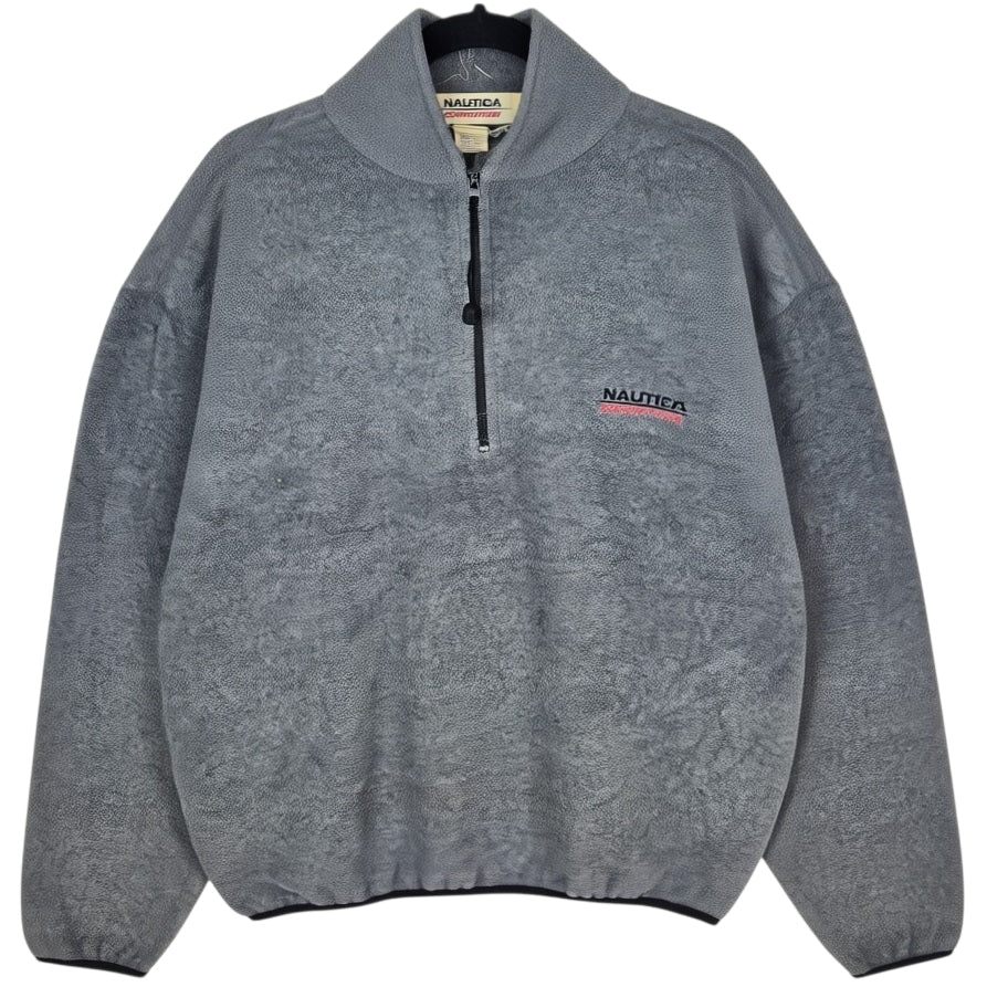 Vintage Nautica Competition 90's Grey Quarter Zip USA Made Fleece Jumper Size M