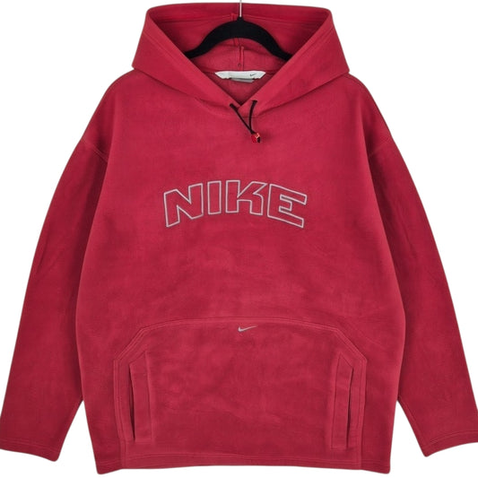 Vintage Nike 2000's Red Embroidered Fleece Hoodie Size L